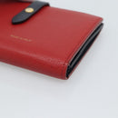 CELINE Large Strap Wallet Bifold Wallet Leather Red Gold Tone Auth ar14122A-8