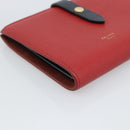 CELINE Large Strap Wallet Bifold Wallet Leather Red Gold Tone Auth ar14122A-9