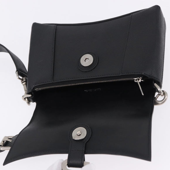 BALENCIAGA Downtown Shoulder Bag Leather Black Silver 736471 Auth ar14127M