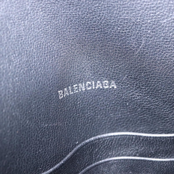 BALENCIAGA Downtown Shoulder Bag Leather Black Silver 736471 Auth ar14127M