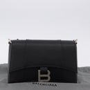 BALENCIAGA Downtown Shoulder Bag Leather Black Silver 736471 Auth ar14127M-27