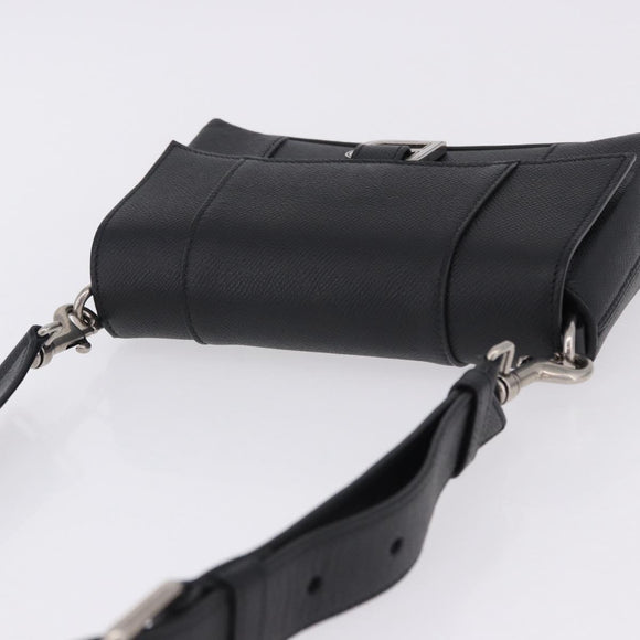BALENCIAGA Downtown Shoulder Bag Leather Black Silver 736471 Auth ar14127M