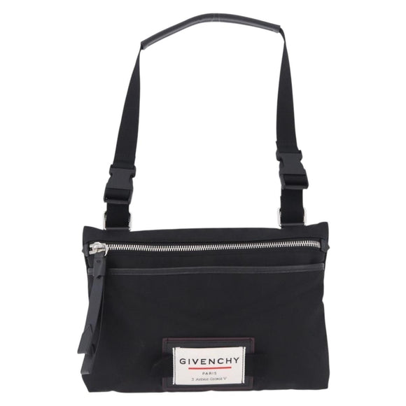 GIVENCHY Shoulder Bag Nylon Black Silver Auth ar14128A