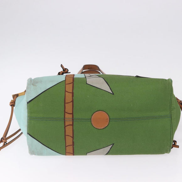 LOEWE KENPRICE cushion Tote Bag Canvas Green Brown Auth ar14130
