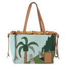 LOEWE KENPRICE cushion Tote Bag Canvas Green Brown Auth ar14130-2