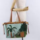 LOEWE KENPRICE cushion Tote Bag Canvas Green Brown Auth ar14130-22