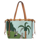 LOEWE KENPRICE cushion Tote Bag Canvas Green Brown Auth ar14130-4