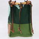 LOEWE KENPRICE cushion Tote Bag Canvas Green Brown Auth ar14130-5