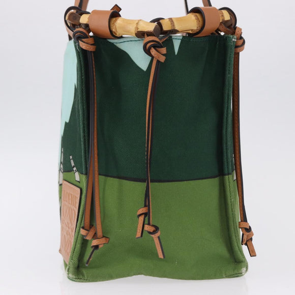 LOEWE KENPRICE cushion Tote Bag Canvas Green Brown Auth ar14130