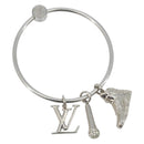 LOUIS VUITTON Porte Cles Round Charm Metal Silver M68854 LV Auth ar14134M-1