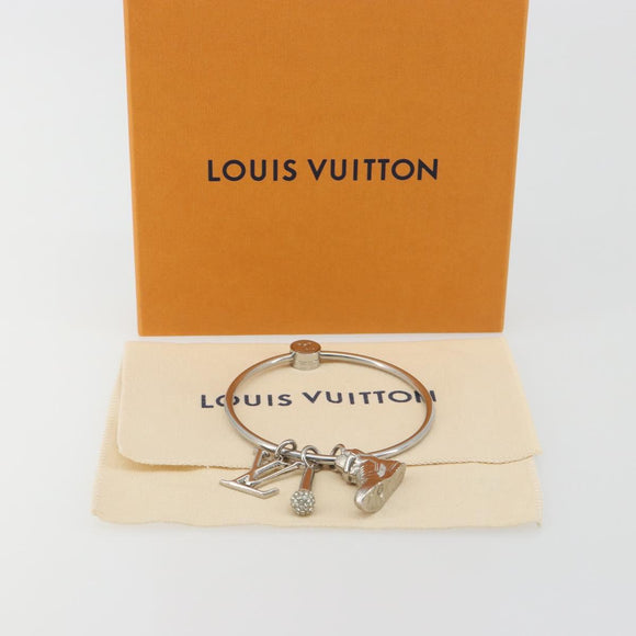 LOUIS VUITTON Porte Cles Round Charm Metal Silver M68854 LV Auth ar14134M