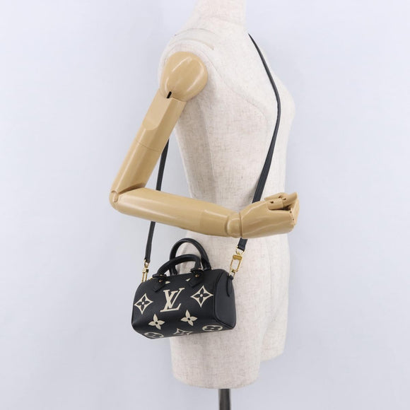LOUIS VUITTON Monogram Empreinte Nano Speedy Bag Black M81456 LV Auth ar14137SAM