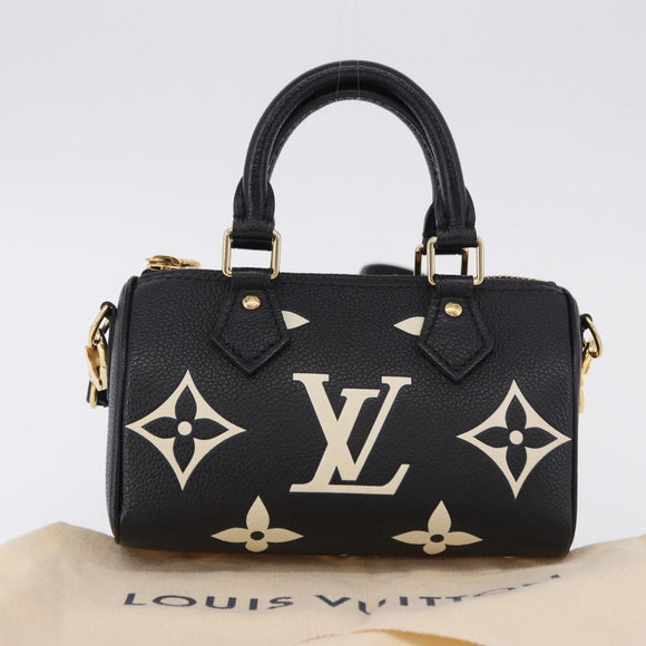 LOUIS VUITTON Monogram Empreinte Nano Speedy Bag Black M81456 LV Auth ar14137SAM