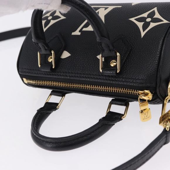 LOUIS VUITTON Monogram Empreinte Nano Speedy Bag Black M81456 LV Auth ar14137SAM