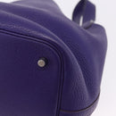 HERMES Picotan Lock MM Hand Bag Leather Purple Silver Auth ar14140SM-11