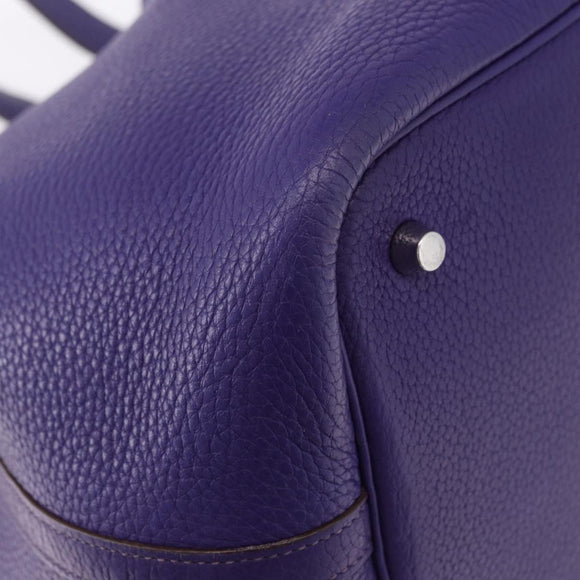 HERMES Picotan Lock MM Hand Bag Leather Purple Silver Auth ar14140SM