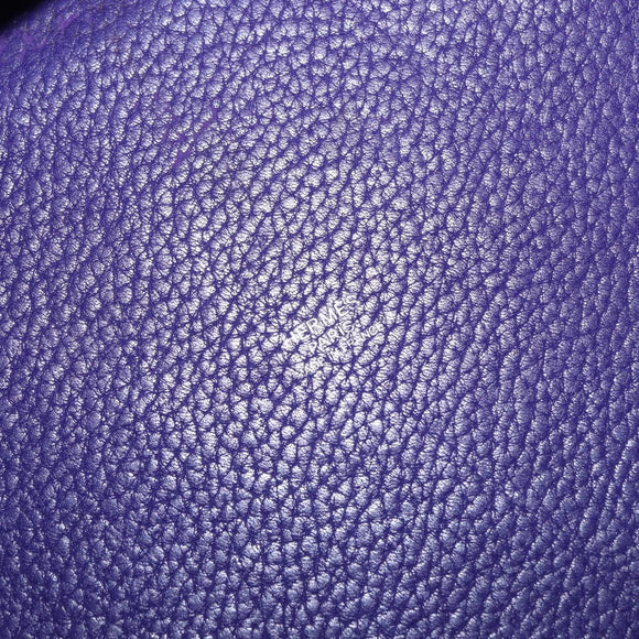 HERMES Picotan Lock MM Hand Bag Leather Purple Silver Auth ar14140SM