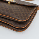 CELINE Macadam Shoulder Bag PVC Leather Brown Gold Tone Auth ar14141A-9