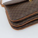 CELINE Macadam Shoulder Bag PVC Leather Brown Gold Tone Auth ar14141A-14