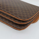 CELINE Macadam Shoulder Bag PVC Leather Brown Gold Tone Auth ar14141A-15