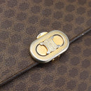 CELINE Macadam Shoulder Bag PVC Leather Brown Gold Tone Auth ar14141A-17