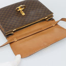 CELINE Macadam Shoulder Bag PVC Leather Brown Gold Tone Auth ar14141A-10