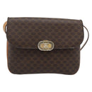 CELINE Macadam Shoulder Bag PVC Leather Brown Gold Tone Auth ar14141A-13