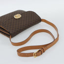 CELINE Macadam Shoulder Bag PVC Leather Brown Gold Tone Auth ar14141A-7