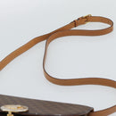 CELINE Macadam Shoulder Bag PVC Leather Brown Gold Tone Auth ar14141A-8