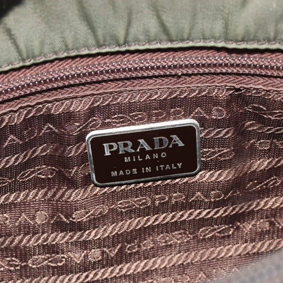 PRADA Hand Bag Nylon Green Auth ar14142