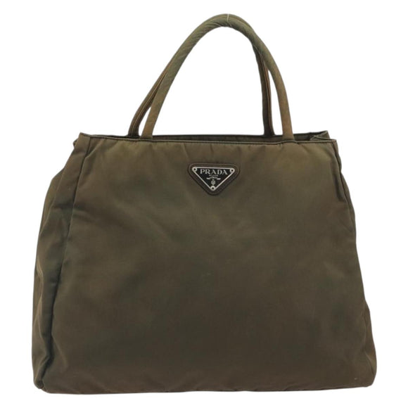 PRADA Hand Bag Nylon Green Auth ar14142
