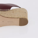 CELINE Raffia Wedge Sole Sandals EU37 Beige Bordeaux Auth ar14143M-10