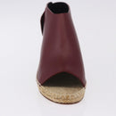 CELINE Raffia Wedge Sole Sandals EU37 Beige Bordeaux Auth ar14143M-11