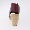 CELINE Raffia Wedge Sole Sandals EU37 Beige Bordeaux Auth ar14143M-12