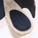 CELINE Raffia Wedge Sole Sandals EU37 Beige Bordeaux Auth ar14143M-14