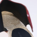 CELINE Raffia Wedge Sole Sandals EU37 Beige Bordeaux Auth ar14143M-15