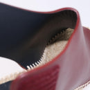 CELINE Raffia Wedge Sole Sandals EU37 Beige Bordeaux Auth ar14143M-16