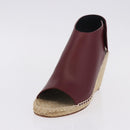 CELINE Raffia Wedge Sole Sandals EU37 Beige Bordeaux Auth ar14143M-17