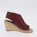CELINE Raffia Wedge Sole Sandals EU37 Beige Bordeaux Auth ar14143M-19