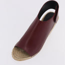 CELINE Raffia Wedge Sole Sandals EU37 Beige Bordeaux Auth ar14143M-21