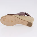 CELINE Raffia Wedge Sole Sandals EU37 Beige Bordeaux Auth ar14143M-22