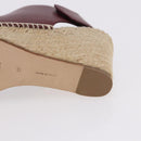 CELINE Raffia Wedge Sole Sandals EU37 Beige Bordeaux Auth ar14143M-25