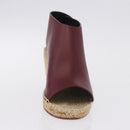 CELINE Raffia Wedge Sole Sandals EU37 Beige Bordeaux Auth ar14143M-26