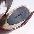 CELINE Raffia Wedge Sole Sandals EU37 Beige Bordeaux Auth ar14143M-29