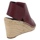 CELINE Raffia Wedge Sole Sandals EU37 Beige Bordeaux Auth ar14143M-3