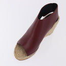 CELINE Raffia Wedge Sole Sandals EU37 Beige Bordeaux Auth ar14143M-6