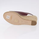 CELINE Raffia Wedge Sole Sandals EU37 Beige Bordeaux Auth ar14143M-7