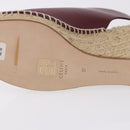 CELINE Raffia Wedge Sole Sandals EU37 Beige Bordeaux Auth ar14143M-9