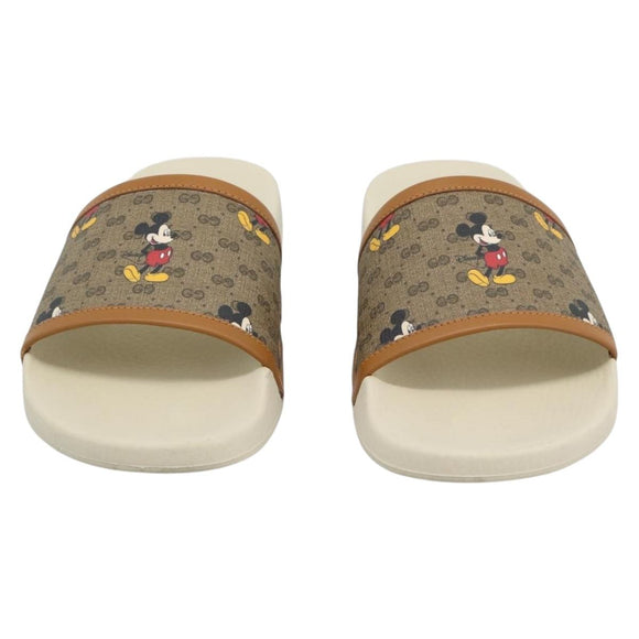 GUCCI Disney MicroGG Sandals PVC Leather Beige 603702 Auth ar14145M