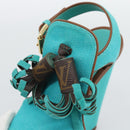 LOUIS VUITTON Monogram Tassel Sandals EU35 Green LV Auth ar14146-17